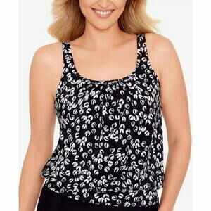 Swim Solutions Women's Printed Black/White Tankini Top 14